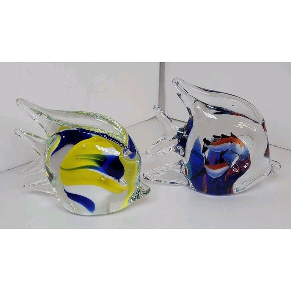 Vintage Morano Glass Fish Paperweight Aquarium Inside Nautical Decor - Picture 1 of 6